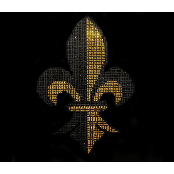 Black Gold Fleur De Lis Iron On Heat Transfer Rhinestone Bling Applique Patch Design